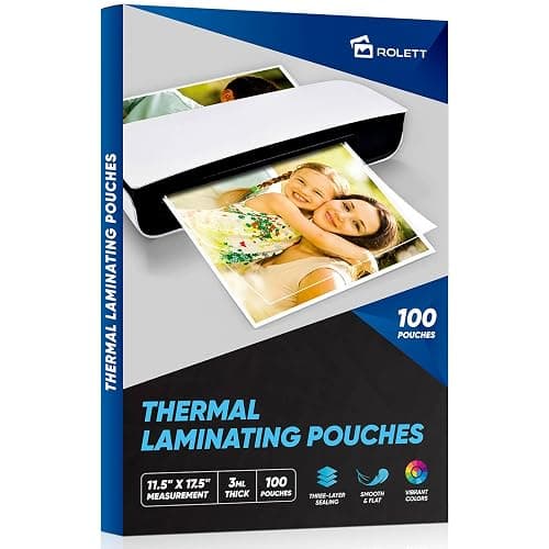 Rolett Laminating Sheets, 100 Pack Laminating Pouches Holds 11 x 17 Inch Sheets, 3 Mil Laminate Sheets 11.5 x 17.5 Inch for Laminator, Clear A3 Thermal Laminating Pouches with Round Corner - Image 1