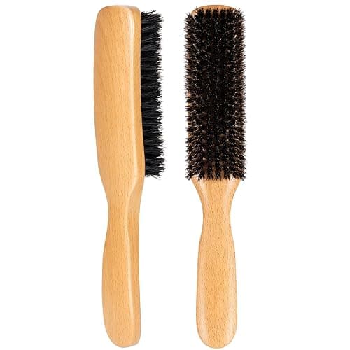 STYLEMATE Slick Back Hair Brush for Women Men Kid, Natural Soft Boar Bristle Hair Brush for Thin & Fine Hair, Smoothing Hairbrush for Polishing, Deepening & Styling - Image 1