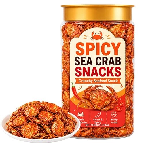 Spicy Sea Crab Snacks, Ready to Eat Crispy Crab, Sweet Chili Thumb Snow Crab with High Protein, Slow-Roasted Shell-On Seafood Snack with Savory Crunch, Canned Portable for Office, Home (100g/3.53 oz) - Image 1
