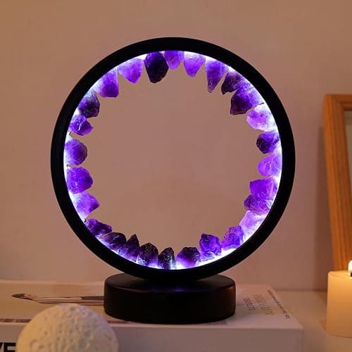 Runyangshi Runyansghi Amethyst Night Lamp 8.6'' Natural Healing Crystal Bedside USB Port 3 Colours Dimming Mode Bedroom Suitable Light for Living Room Office Home Decor Ideal Gift - Image 1