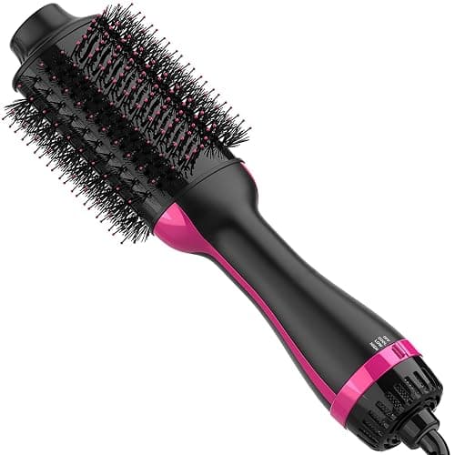 Dimecano Hair Dryer Brush, 4 in 1 One Step Hair Dryer and Styler Volumizer, Professional Hot Air Brush with Negative Ion Anti-frizz Blowout for Drying, Straightening, Salon, Black Pink - Image 1