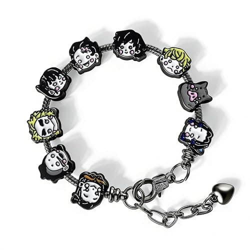 AmaaLeaf Anime Slayer Beaded Charm Bracelet Set – Tanjiro & Nezuko Jewelry Cosplay Gifts for Fans & Collectors (Black) - Image 1