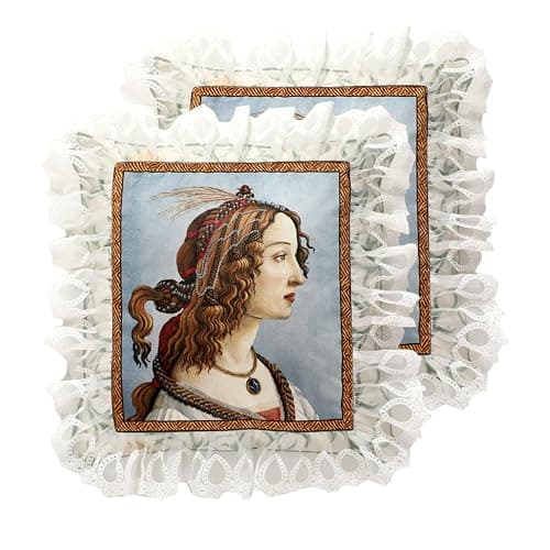 (maybe ask mom) patdrea Designer Square Vintage Lace Throw Pillow Covers Set of 2,Luxury Soft Dutch Velvet Pillows Cover with Oil Painting Pattern,Farmhouse Decorative Cushion for Living Room,Outdoor,18"x18" - Image 1