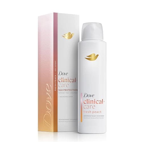 Dove Clinical + Care Antiperspirant Deodorant Dry Spray for Women Fresh Peach with Nourishing Serum 3.8 oz - Image 1
