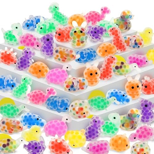 Mini Fidget Animal Squishy: 55pcs Small Squishies Prizes, Party Favor Stress Balls Bulk, Dinosaur Sensory Squeeze Ball, Classroom Student Exchange Gifts, Easter Egg Fillers - Image 1