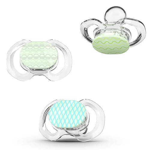 Smilo Baby Pacifier with Orthodontic Design for Healthy Dental Development - Stage 2 for Babies 3-9 Months - Pack of 3X 100% Silicone Pacifiers BPA Free - Glow-in-The-Dark - Image 1