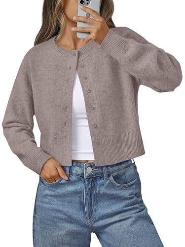 LILLUSORY Womens Cropped Cardigan Sweaters Lightweight Fall Crop Cotton Knit Y2k Outfits Fashion Button Up Clothes 2025 - Image 1