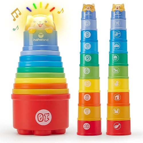hahaland Stacking Toys for Toddlers 1-3 - Stacking Cups - Toddler Toy Age 1-2 Learning Montessori Toys for 1 Year Old Boy Baby Stacking Cups 12-18 Months - Image 1