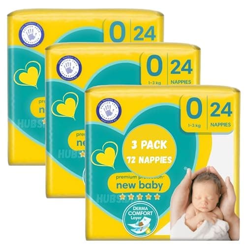 Newborn Nappies Size 0 Bundle, 72 Count Premature Newborn Nappy (3 x 24) | Diper Size 0 For Newborn and Premature Babies - Image 1