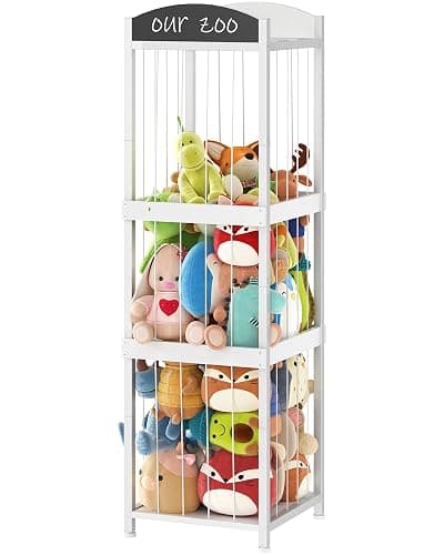 CHOEZON Stuffed Animal Storage, Stuffed Animal Organizer with Elastic Cords, Zoo Stuffed Animal Holder, Toy Storage Organizer, for Living Room, Nursery, Bedroom, Playroom, White TCW44WB - Image 1