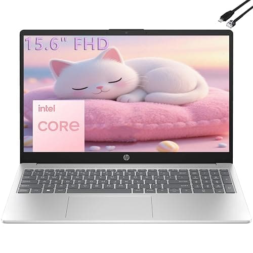HP 15.6" FHD Laptop 2026 Edition with Copilot AI, 16GB RAM, 512GB SSD, Intel Processor, Long Battery Life, Lightweight 3.64 lbs, Microsoft 365, Windows 11 for Students & Office, Type-RJ45 Cable - Image 1