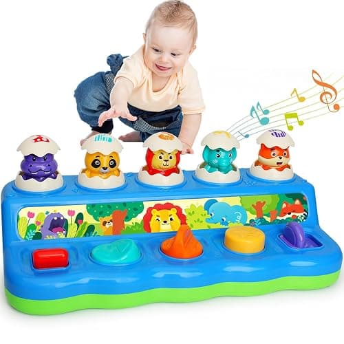 Yerloa Interactive Pop Up Animals Toy with Music & Light, Animal Sound, Baby Toys 12-18 Months, Cause and Effect Toys for 1 Year Old Boy Girl Toddler Toys Age 1-2 Baby Musical Toys Gift - Image 1