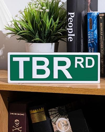 Library Street Sign, Bookshelf Library Sign, Book Nook decor, 3D Bookshelf Accessories, Book Lovers Gifts, Library Decor, Reading Nook, Gifts for Book Lovers Women or Men (TBR RD - 2" x 6") - Image 1