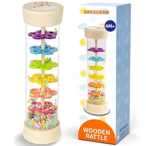 Rain Stick, Montessori Baby Toys for 6-12 Months 1 Year Old, Baby Rattle Wooden Sensory Toys, 7.7” Rainmaker Infant Musical Toy - Gifts for 6 7 8 9 12 Month Old Newborn Boys Girls Toddlers - Image 1