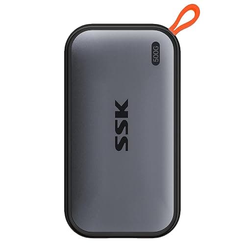 SSK Portable SSD 500GB External Solid State Hard Drive USB C Up to 1050MB/s | USB3.2 Gen2 A&C Cable, SMART & TRIM, 4KHDR ProRes, LED Light, OTG, iPhone 15/16/17Pro Wide Compatible, Aluminum - Image 1