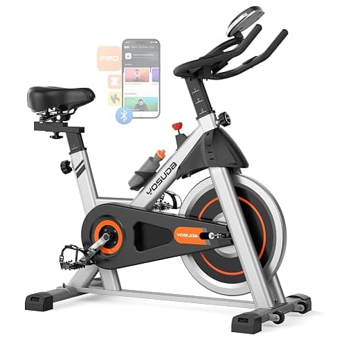 YOSUDA Exercise Bike, Brake Pad Stationary Bike for Home with Exclusive App, Magnetic Indoor Cycling Bike with 300 lb Weight Capacity, Low Noise, Tablet Holder and Fitness Courses for Weight Loss - Image 1