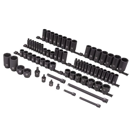 SUNEX 1068 3/8" & 1/2" Drive SAE & Metric 6 Point Standard & Deep Master Impact Socket Set, 68-Piece - Image 1