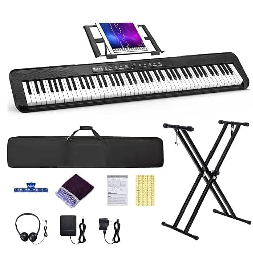 88 Key Digital Piano, Semi Weighted Electronic Keyboard Piano with Music Stand, Power Supply, Sustain Pedal, Stand, Bluetooth, MIDI, for Beginner Professional at Home, Stage - Image 1