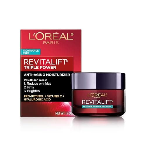 L'Oreal Paris Revitalift Triple Power Anti-Aging Face Moisturizer, Pro Retinol, Hyaluronic Acid & Vitamin C, Reduce Wrinkles, Fragrance Free 1.7 Oz - Image 1