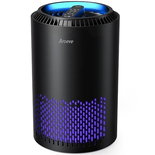 AROEVE Air Purifiers for Bedroom Home, Air Purifier For Smoke Pollen Dander Hair Smell Air Cleaner with Sleep Mode Speed Control For Bedroom Office, MK01- Black(Available for California) - Image 1