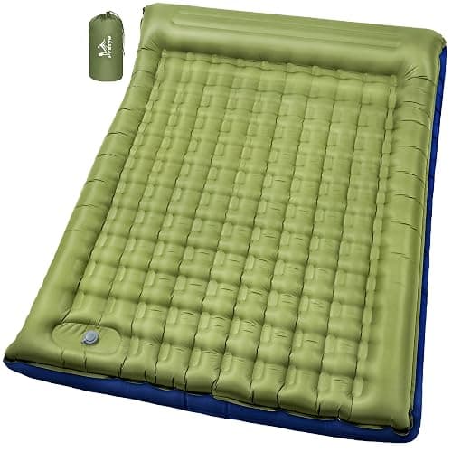 Pretyw Double Sleeping Pad for Camping - 5.5" Ultra-Thick Camping Mattress with Pillow, Built-in Foot Pump, Compact 2-Person Portable Camping Mat for Backpacking, Hiking, Car Traveling, Beach, Tent - Image 1