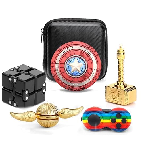 Hammer Fidget Spinners Chain Metal, Gold Fidget Spinner, Fidget Pad, Rainbow Gold Hand Spinner Gift for Kids Adults, Fidgets Infinity Cube Blocks Stress Desk Toy Set Party Favors - Image 1