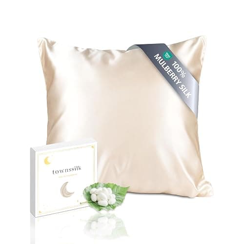 townssilk Beidseitig 100% 19mm Pure Maulbeerseide Kissenbezug für Haar und Haut Gesundheit, 1 Stück 80x80cm Größe Kissenbezug mit verstecktem Reißverschluss 600 Fadenzahl Taupe - Image 1