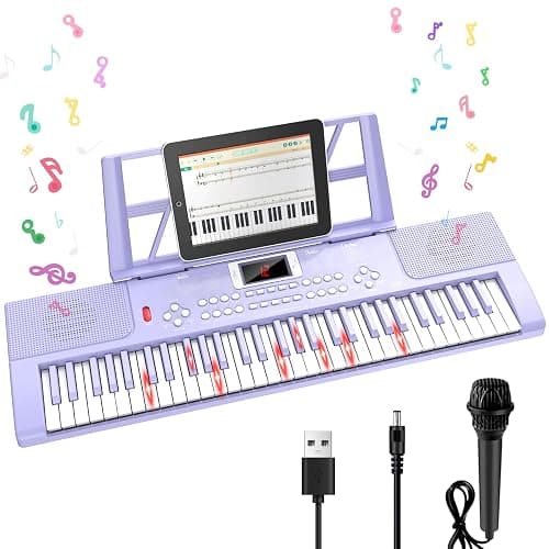 Piano Keyboard, 61 Key Upgrade Kids Pianos Music Toy with Light-up Keys & Pro Teaching Modes, Dual Speaker, 70 Demos,100 Tones, 100 Rhythms Perfect Christmas/Birthday Gift for Kids (Purple) - Image 1