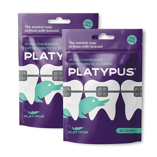 Platypus Dental Floss Sticks, Suitable for Cleaning Brace Bridges, to Keep Teeth and Gums Clean, Suitable for Tooth Floss on The Go 2 x 30 Pack - Image 1