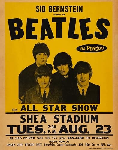 BigWigPrints The Beatles 1966 Shea Stadium NYC Concert Poster - Reproduction Wall Art Print - 11x14 featuring John Lennon Paul McCartney George Harrison Ringo Starr - Image 1