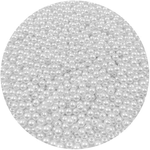 Mulutoo 1200Pcs 6MM Pearl Beads with Hole ABS Fake Pearls for Jewelry Making, Bracelets, Necklaces, Hairs, Crafts, Decoration and Vase Filler(30-White) - Image 1