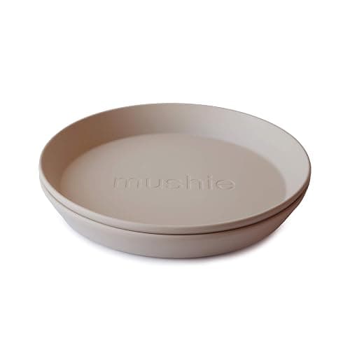 mushie Round Dinnerware Plates for Kids | Made in Denmark, Set of 2 (Vanilla) - (Vanilla) Round Plate - Image 1