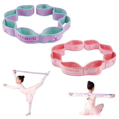 BTAMUD 2 PCS Stretch Strap for Kids Dance Elastic Band for Children Gymnastics Stretching Strap Kids Stretching Bands Multi-Loop Adjustable Exercise Bands Stretching Resistance Ballet Bands -8 Loops - Image 1