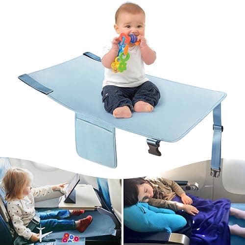 Toddler Airplane Bed, Kids Airplane Seat Extender Travel Bed, Kids Airplane Travel Essentials, Airplane Must Have for Toddlers, Portable Plane Bed Foot Rest for Flights - Image 1
