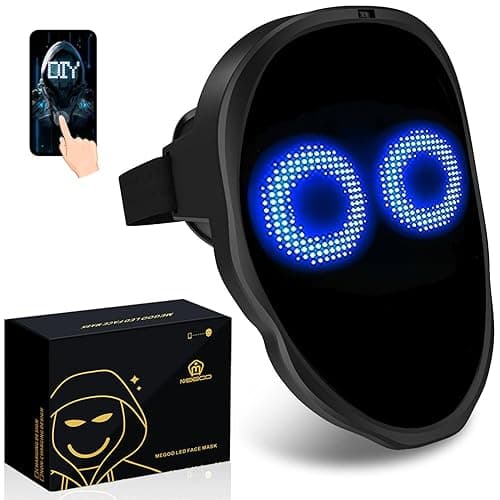 MEGOO Led Mask with Bluetooth Programmable App,Light Up Digital Face Changing Mask for Adult Kid Halloween Masquerade Party - Image 1