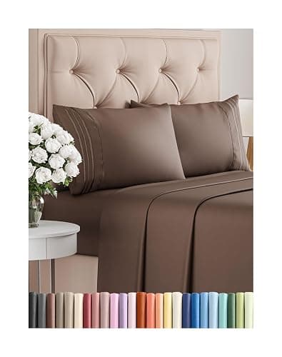 Full Size 4 Piece Sheet Set - Comfy Breathable & Cooling Bed Sheets Set - Hotel Luxury Bedding for Women, Men, Kids, Teens, Boys & Girls - Deep Pockets, Ultra-Soft and Wrinkle Free - Oeko-Tex - Brown - Image 1