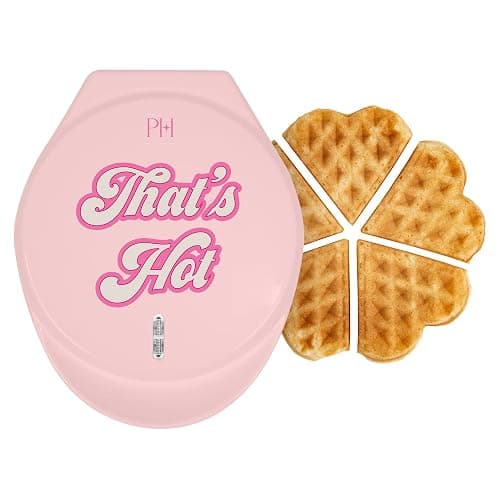 Paris Hilton Heart Waffle Maker, Makes 5 Mini Heart Shaped Waffles or 1 Individual Waffle, Easy to Clean 6" Nonstick Plates, Made without PFAS or PFOA, Electric Waffle Iron, Pink - Image 1
