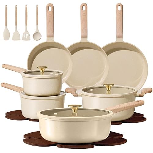 CAROTE 22Pcs Pots and Pans Set Non stick, Ceramic Cookware Set, Non-toxic Kitchen Cooking Set, PFAS and PFOA Free - Image 1