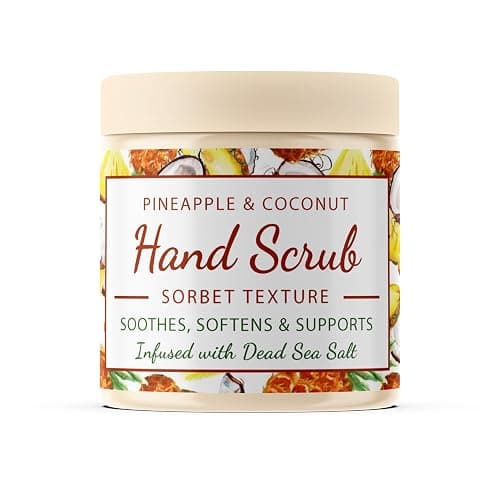 CalmGrace Hand Scrub for Dry Hands | Hand Exfoliating Scrub with Dead Sea Salts & Pineapple Coconut Scent | For Hands with Sorbet Texture | 10.5oz | Fortified with Avocado Oil, Vitamin E, C - Image 1