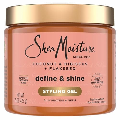 SheaMoisture Define & Shine Styling Gel + Flaxseed Coconut&Hibiscus Hydrates,Holds Your Style All Day Infused With Glycerin,Coconut Oil an Invigorating Sweet Scent ParabenFree Frizz Control Gel 15OZ - Image 1