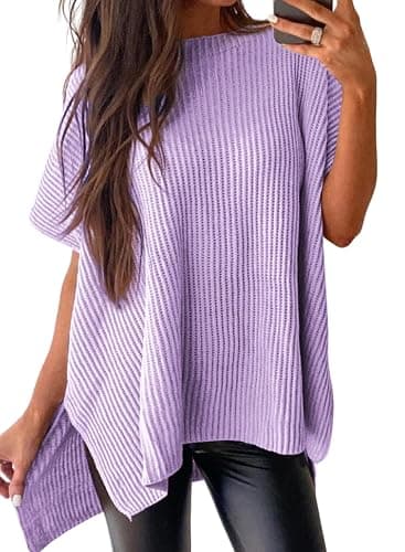 SHEWIN Womens Tops Crewneck Short Sleeve Sweater Causal Tunic Tops Lightweight Summer Sweaters for Women - Image 1