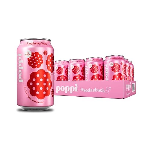 Poppi Sparkling Prebiotic Soda Beverage with Apple Cider Vinegar, Seltzer Water and Fruit Juice, Raspberry Rose Flavor, 12 oz, Pack of 12, Packaging May Vary - Image 1