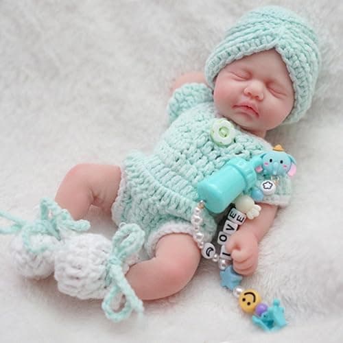 MYREBABY Reborn Baby Doll 7 Inch Silicone Doll Girl Aira Mini Realistic Newborn Baby Dolls Silicone Full Body Stress Relief with Feeding Accessories&Gift Box - Image 1