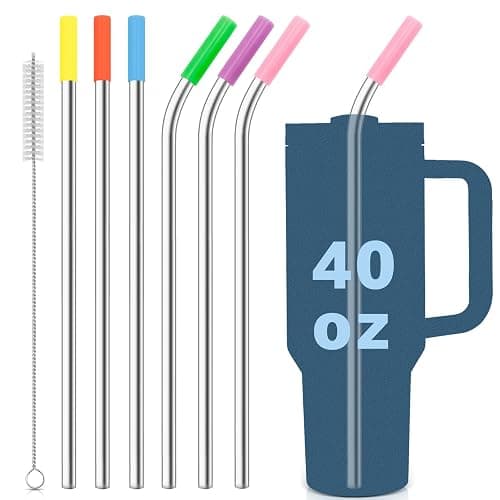 Stainless Steel Replacement Straws for Stanley Adventure Travel Tumbler (6 Straws with Tips for 40oz) - Image 1