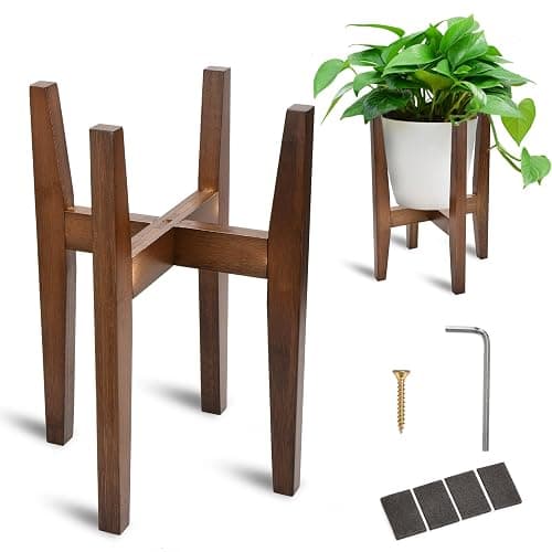 BADALU Indoor Plant Stand Adjustable Corner Wooden Stand Suitable for 8-12 Inch Pots Modern Flower Stand (Except Potted Plants) - Image 1