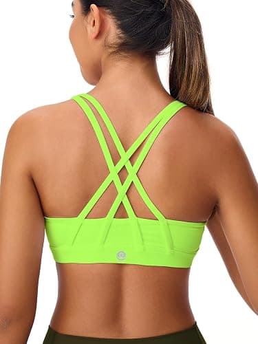 Omwilddo Women's Strappy Sports Bras Light Compression Crop Criss Cross Back Padded Workout Yoga Bra Supportive U Neckline - Image 1
