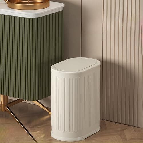 IVTUVTI 1.6 Gallon Trash Can with Lid, Small Bathroom Trash Can Wastebasket, Slim Garbage Can with Inner Bucket, Press Top Lid Garbage Container Bin for Kitchen, Home, Office, Bedroom, Living Room - Image 1
