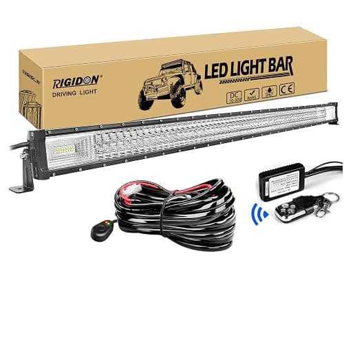 RIGIDON Barra Led Fuoristrada, 52" 130 cm 675W Tripla Fila Barra Luce Led Con Strobo Cablaggio Kit, Per Auto Camion SUV ATV Barca 4x4 Veicoli Offroad, Impermeabile Faretti Fendinebbia, 6000K Bianco - 52 pollici 675W + strobo + cablaggio - Image 1