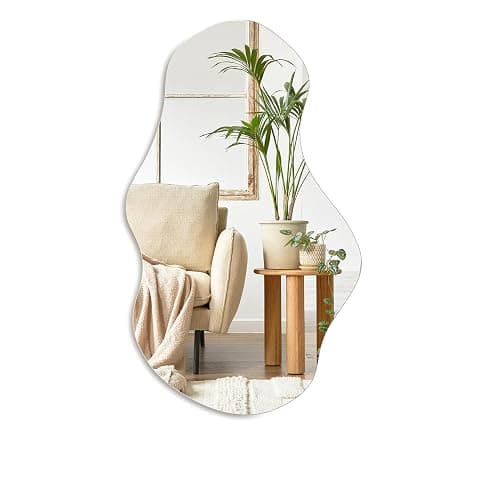 PERFNIQUE Irregular Wall Mirror Asymmetrical Mirror, 35''x21'' Decorative Modern Mirrors for Bathroom Bedroom Living Room Entryway, Cloud Frameless Mirror, Wall Mounted (35''x21'', Cloud) - Image 1