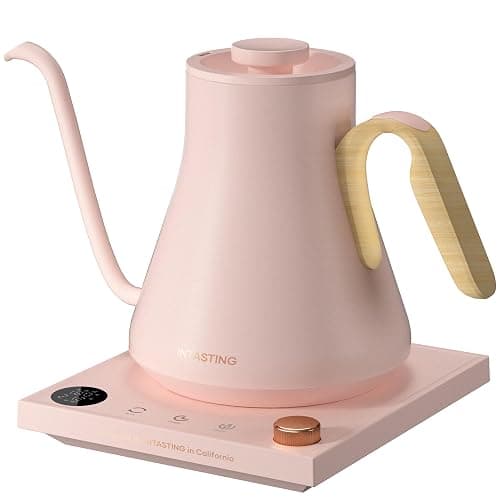 INTASTING Electric Kettle, Gooseneck Electric Kettle, ±1℉ Precise Temperature Control, Stainless Steel Interior, Quick Heating for Pour Over Coffee, Tea & Boiling Water, 0.9L (Pink) - Image 1